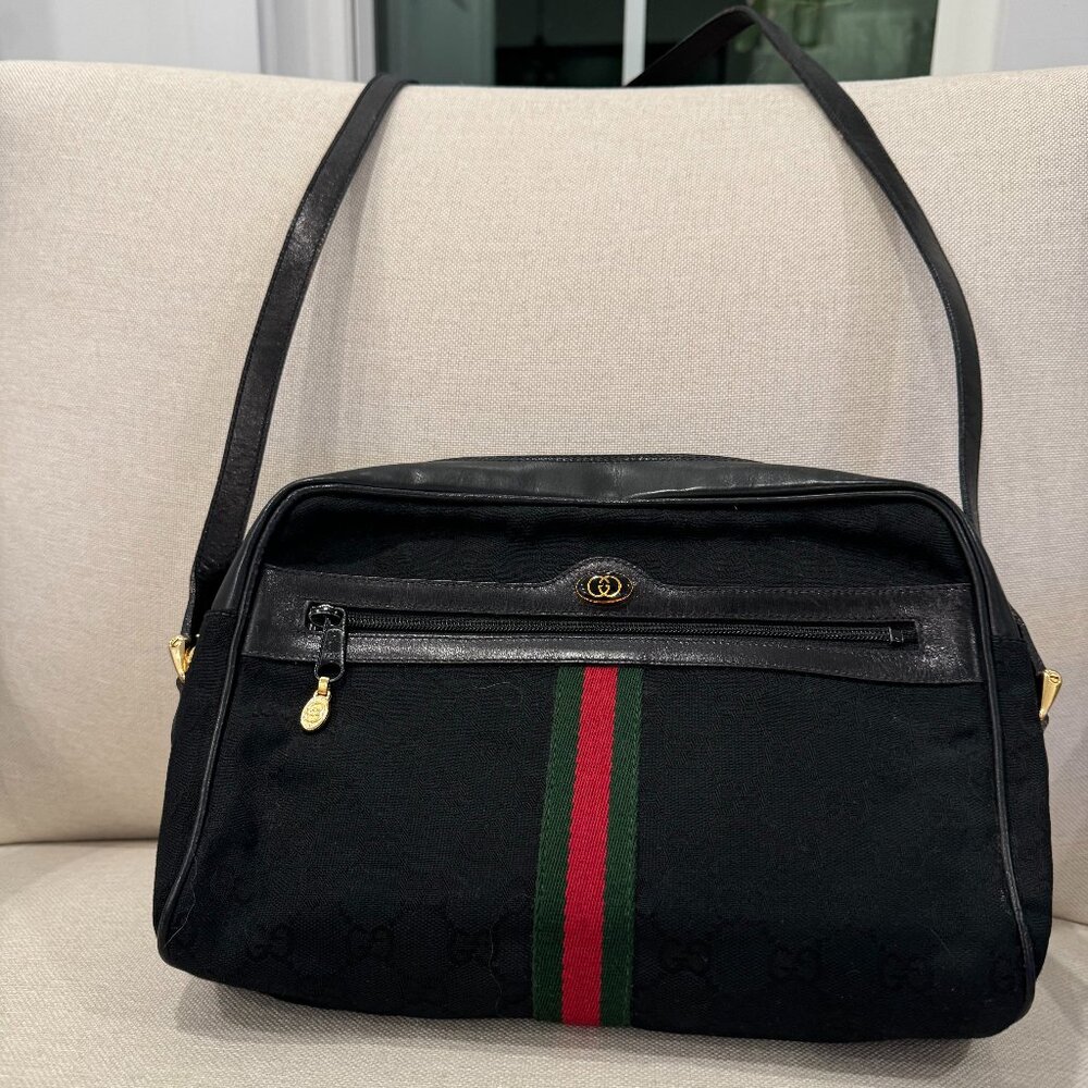 Vintage Black, Green, and Red Gucci Bag